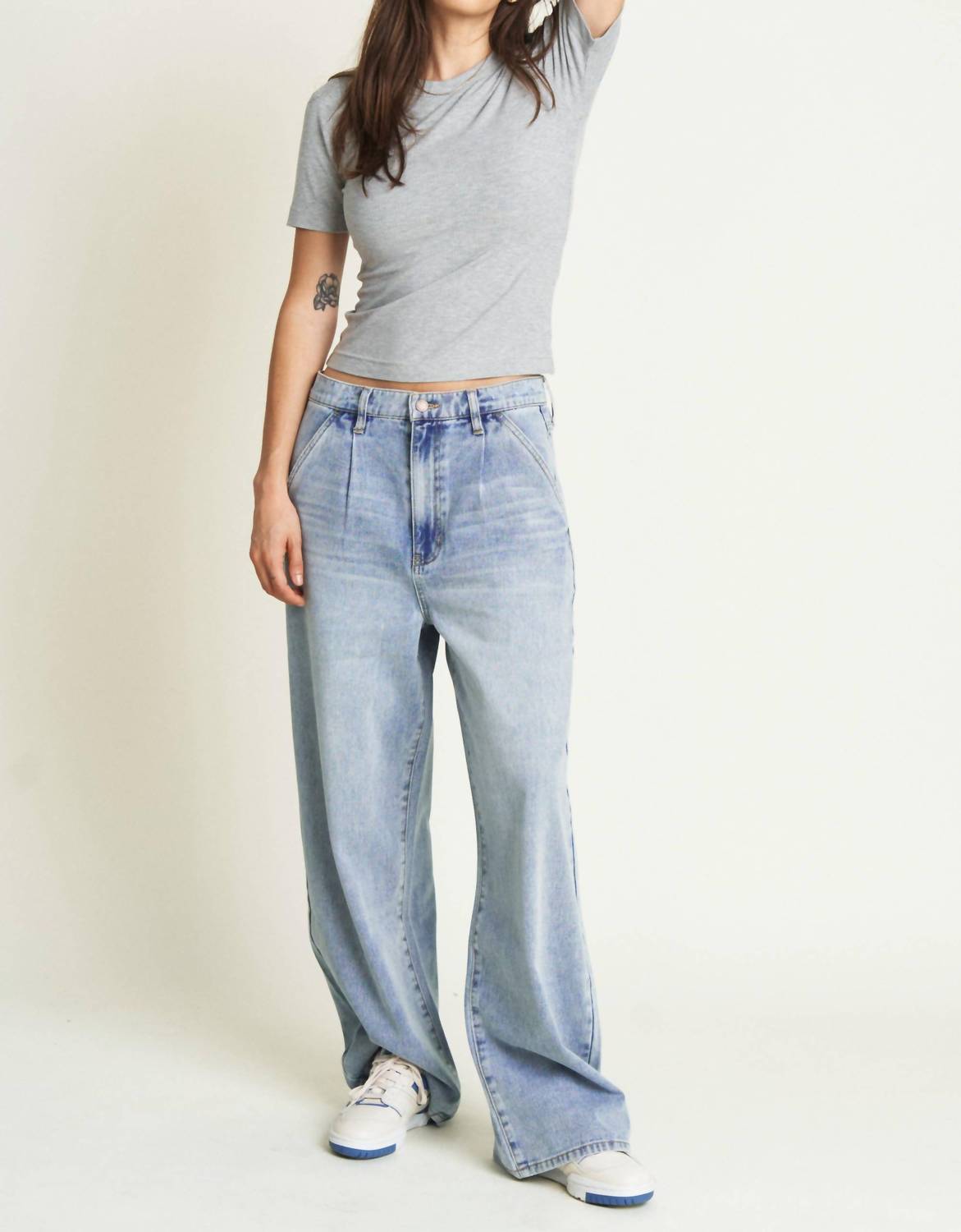 Oliver Logan Thompson Low Slung Trouser in blue - women's jeans
