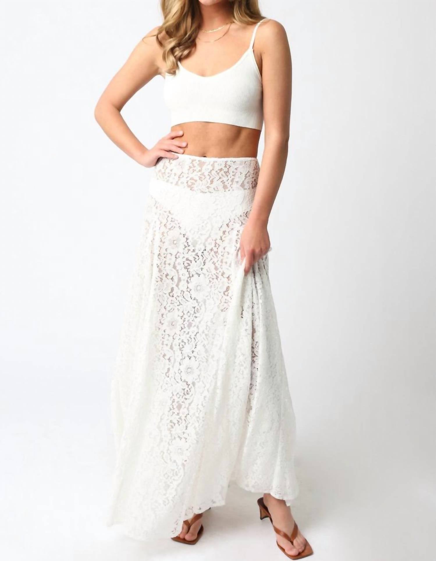Olivaceous - Viola Sheer Lace Maxi Skirt