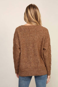 Timing Chevron Detail Oversized Sweater in brown - women's sweater - detail view
