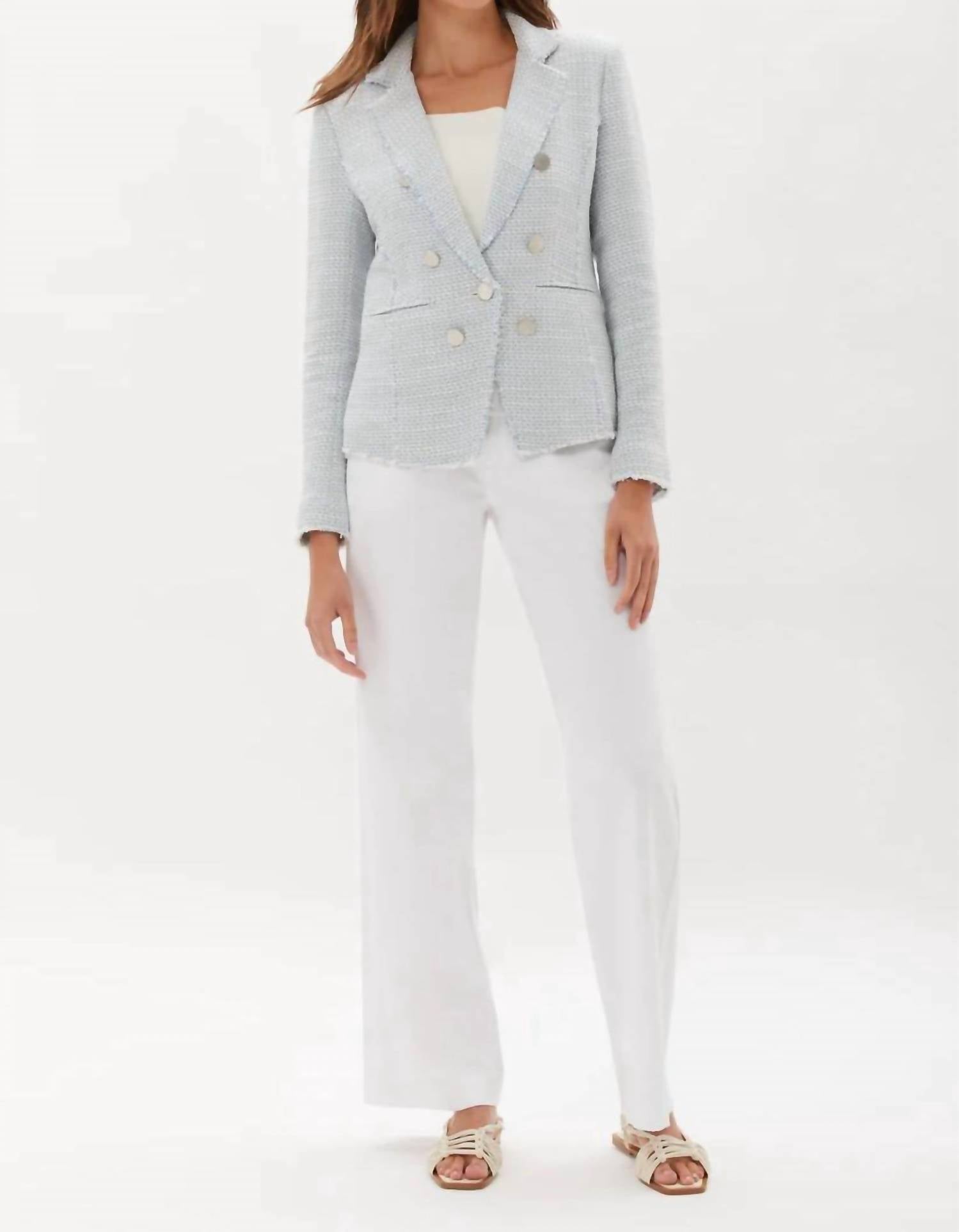 Ecru - Plaid Fitted Blazer