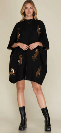 She + Sky - Tiger Pattern Poncho