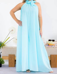 Karen T Design - Solid Color Halter Jumpsuit