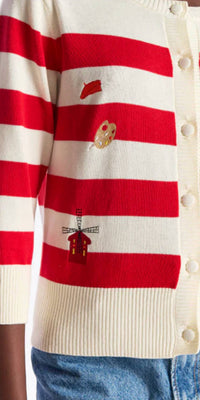 Brodie Cashmere - French Embroidery Crew Cardigan