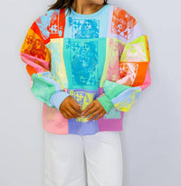 Queen Of Sparkles - Colorblock Card Logo Sweatshirt