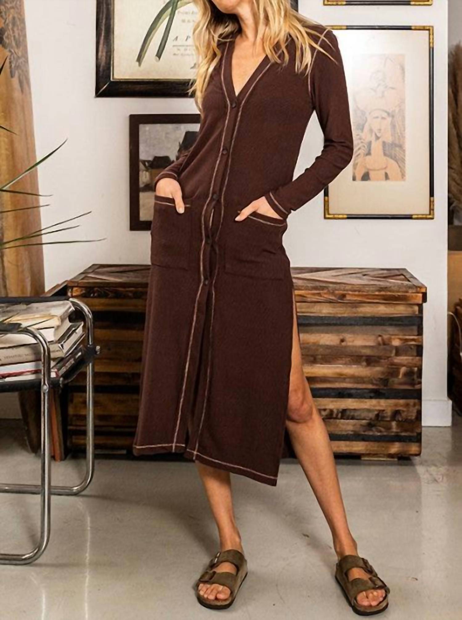 Bucketlist - Reverse Stitch Long Cardigan