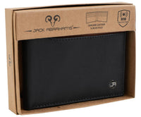 Jack Abrahams Men's Goat Nappa Leather Bi-fold Wallet in cognac black - men's bag - view 4