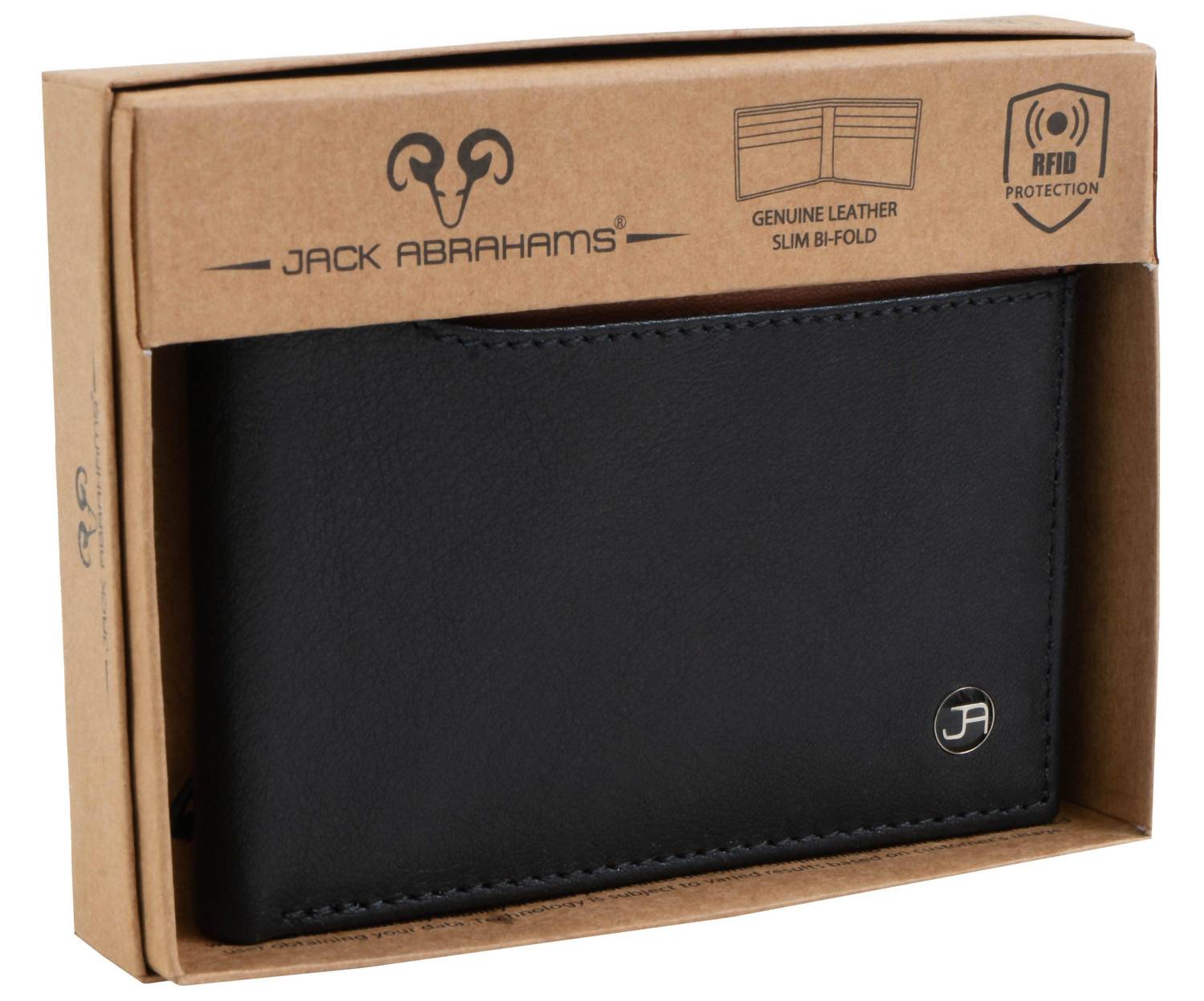 Jack Abrahams Men's Goat Nappa Leather Bi-fold Wallet in cognac black - men's bag - view 4
