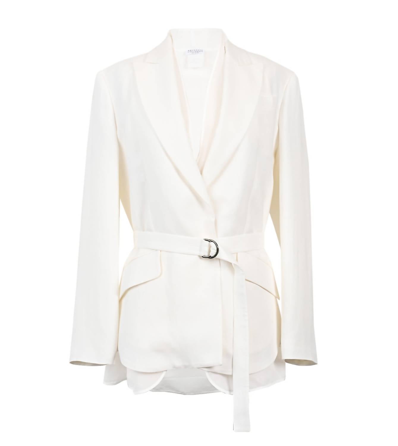 Brunello Cucinelli - Viscose Linen Blazer With Belt And Monili