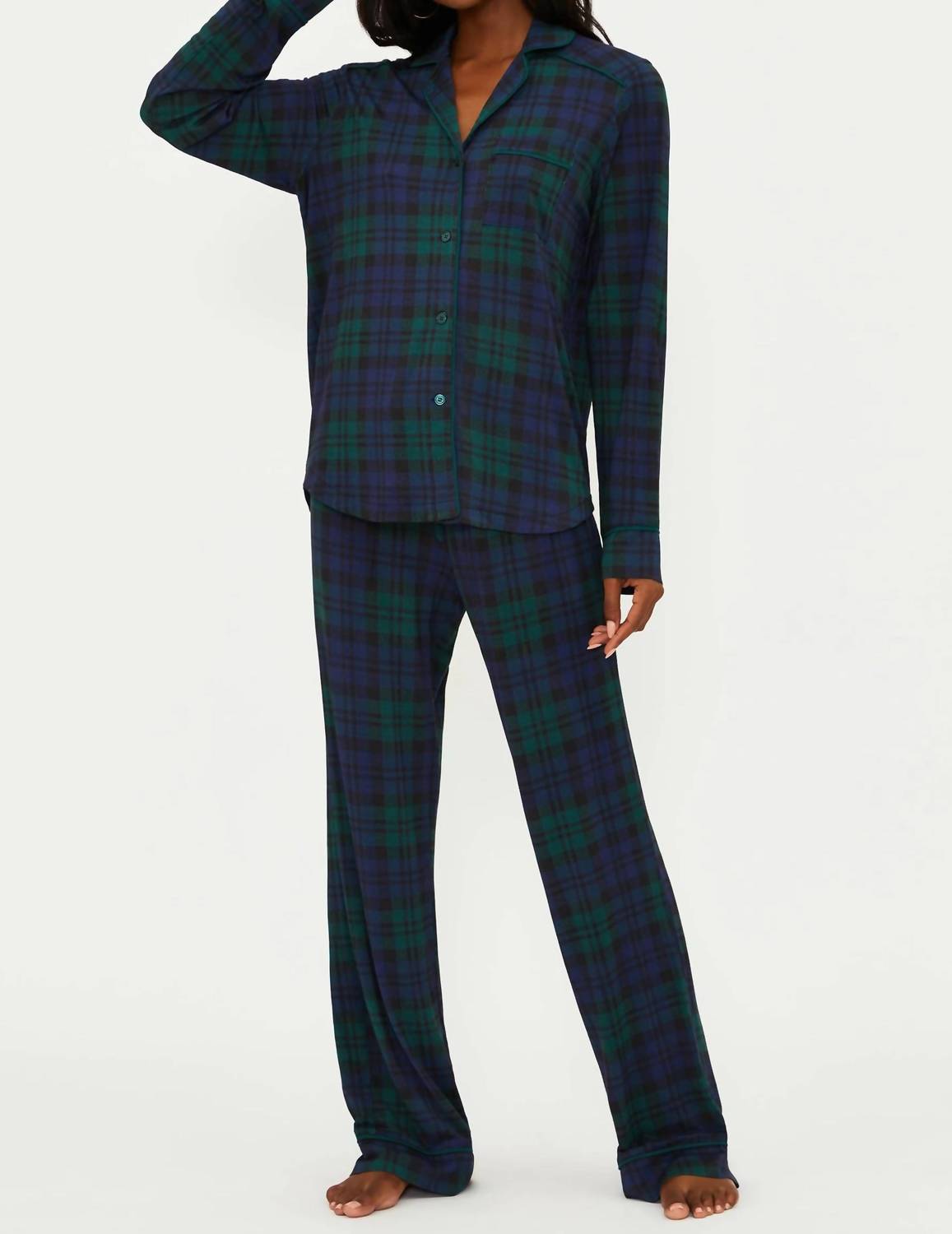 Beach Riot Livy Top & Connie Pant Set in wintergreen plaid - women's intimate