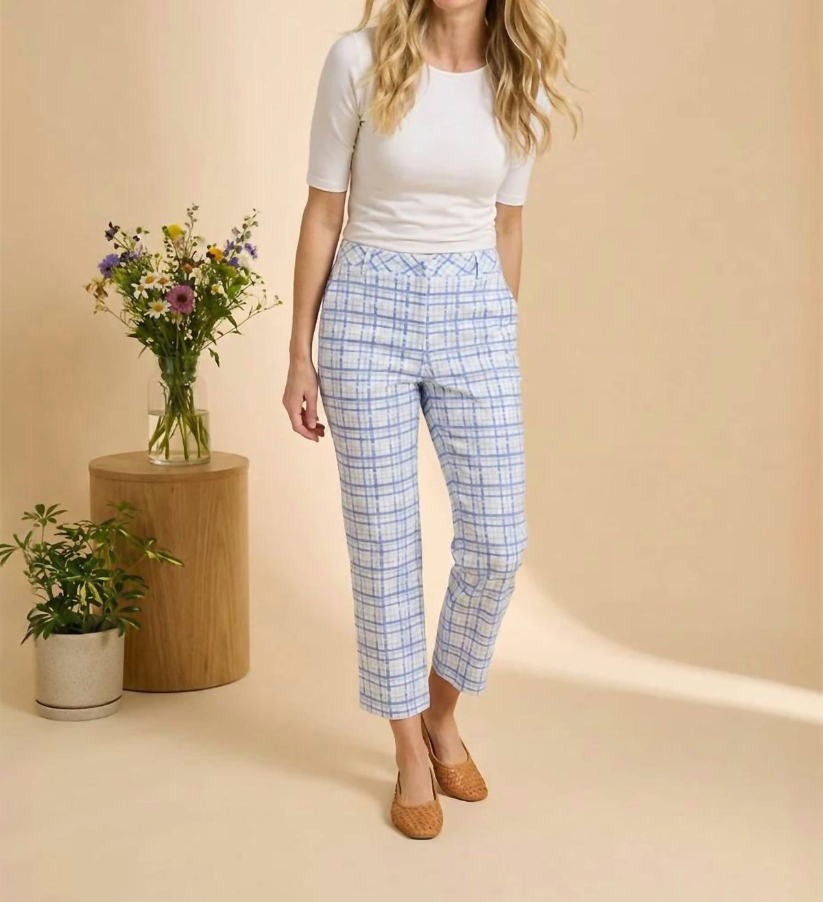 Lisette L - Pastel Grid Crop Trousers