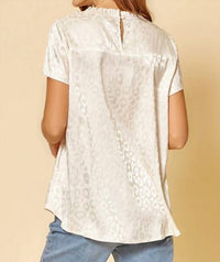 Short Sleeve Satin Leopard Top