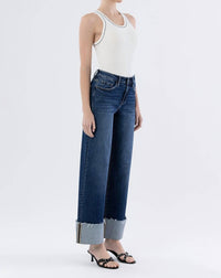 Lovervet - High Rise Cuffed Wide Leg Jeans