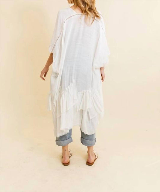 Leto - Ruffle Edge Bohemian Lightweight Flowing Kimono Wrap Cover Up