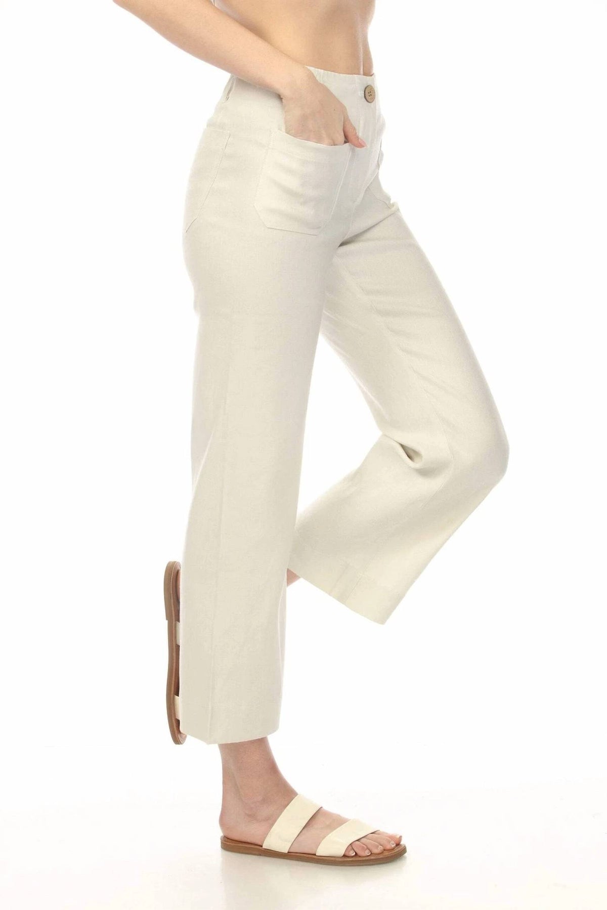 Charlie B - Stretch Linen Blend Cropped Pants
