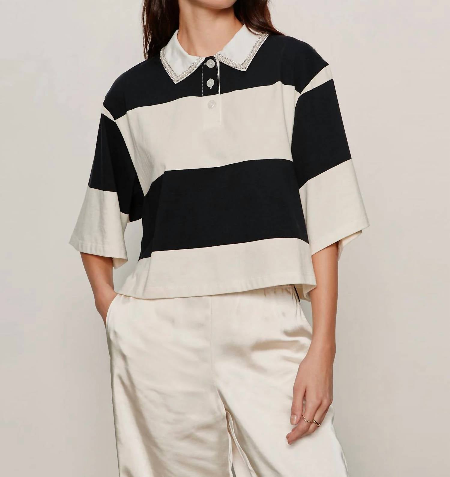 Sanctuary - Embellished Polo Tee