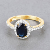 Diana M Jewels Women's Oval Natural Sapphire Fashion Ring (1.82 Ct) - Classic in 14k yellow gold - women's jewelry - detail view