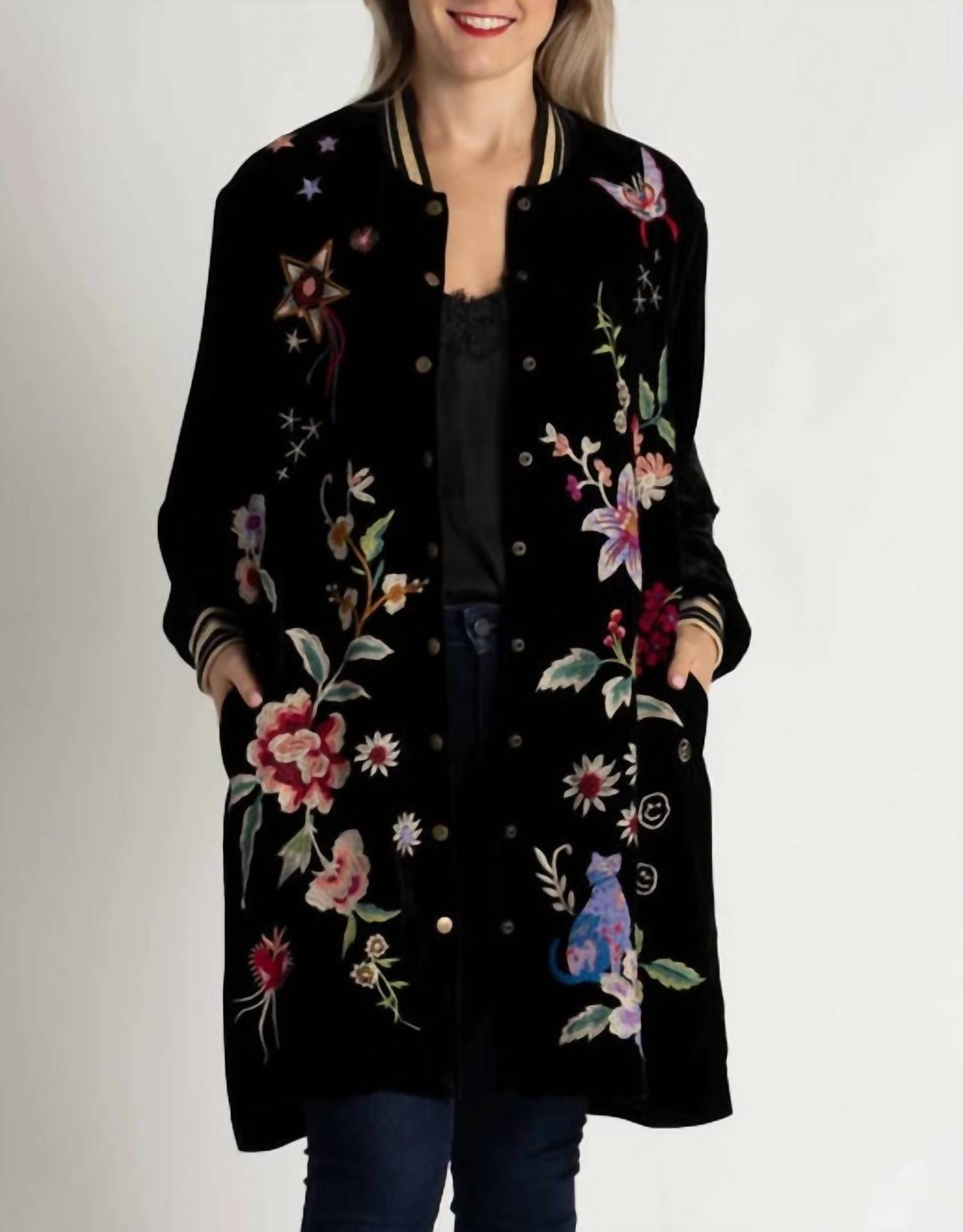 Johnny Was - LONG VELVET BOMBER JACKET COLETTE