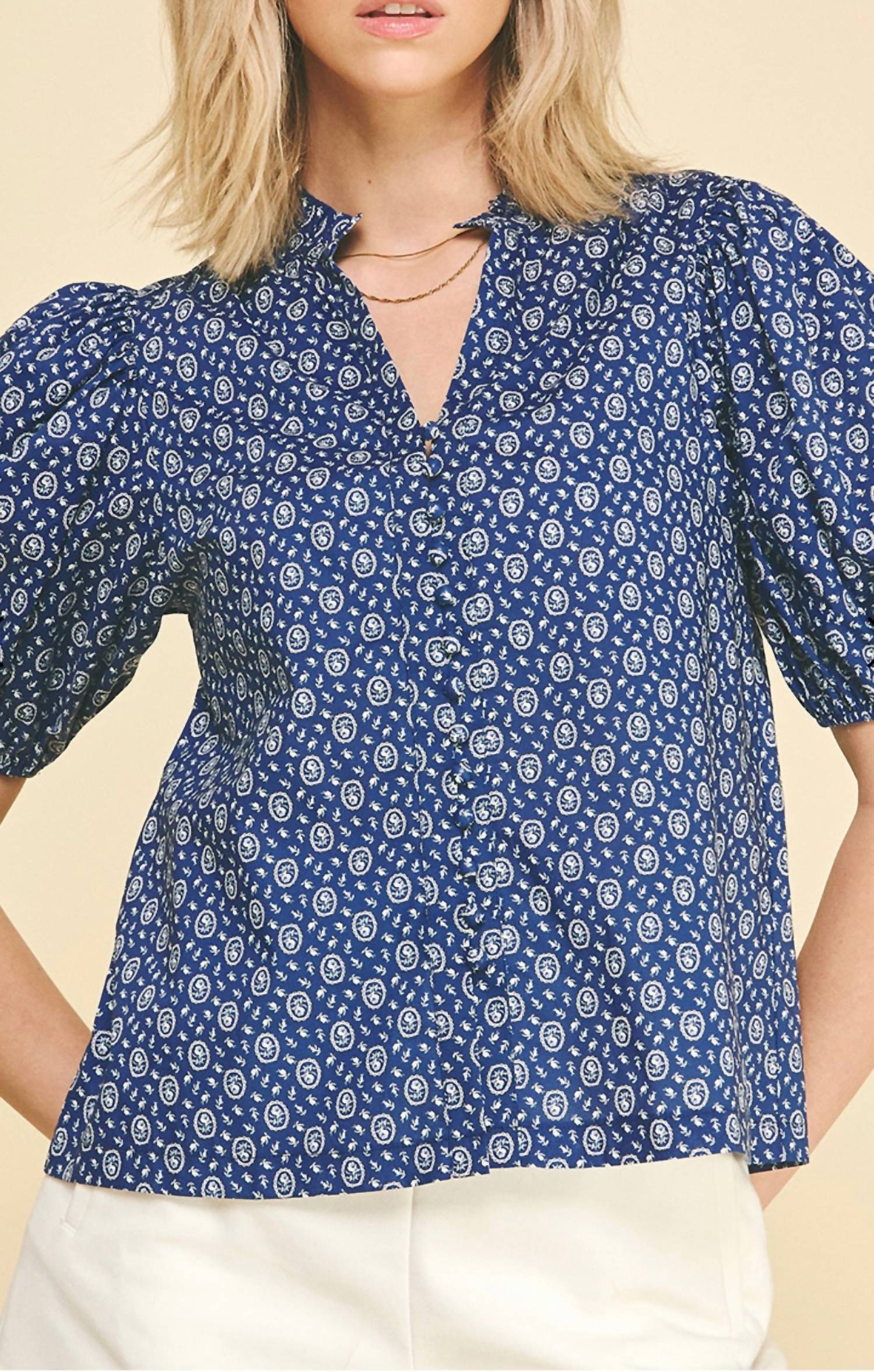 Pinch - Floral Print Button Top