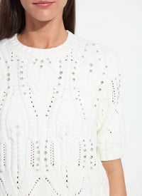 Lysse - Hadley Cozy Short Sleeve Embellished Cable Sweater