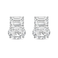 Diana M Jewels - Women's Emerald & Oval Lab-grown Diamond Stud Earrings (4.00 Tcw) - Signature Plus