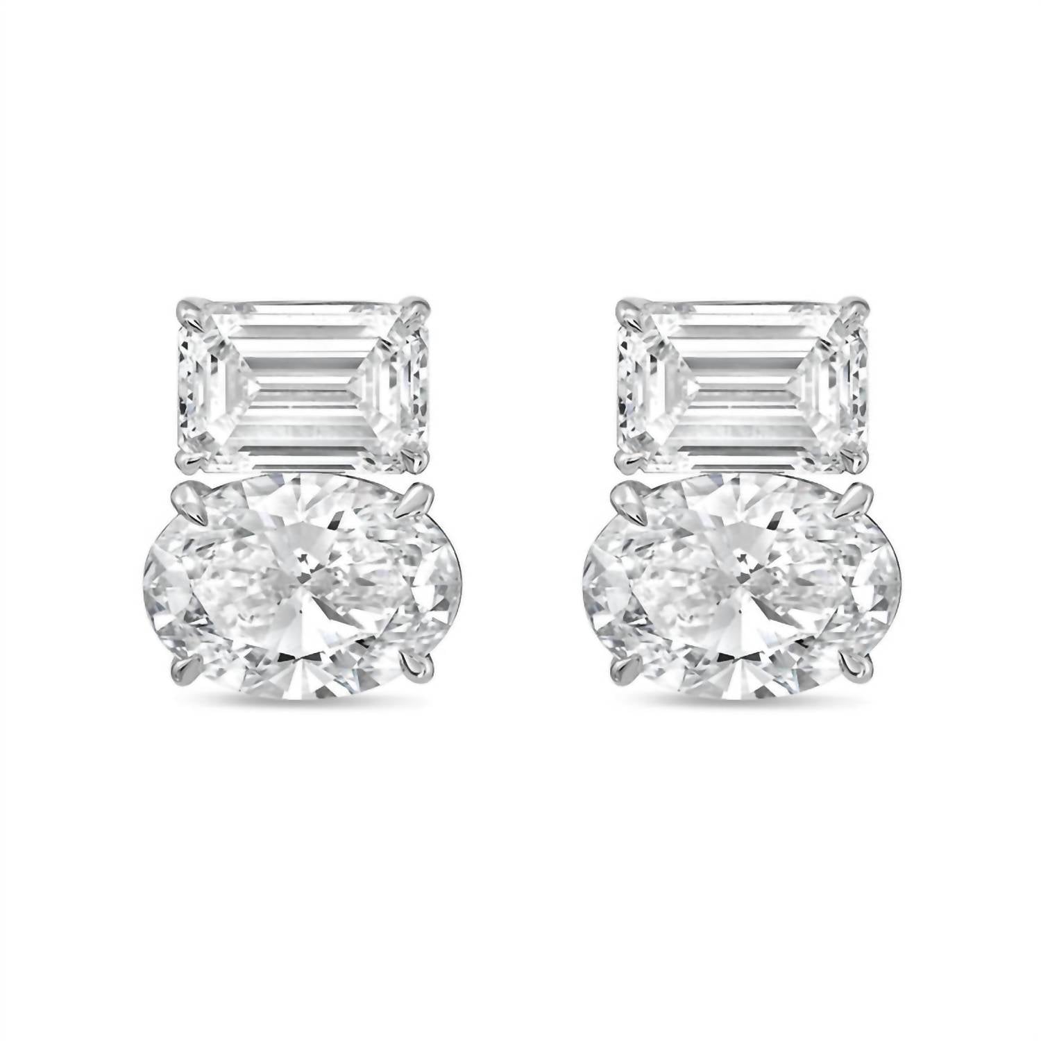 Diana M Jewels - Women's Emerald & Oval Lab-grown Diamond Stud Earrings (4.00 Tcw) - Signature Plus