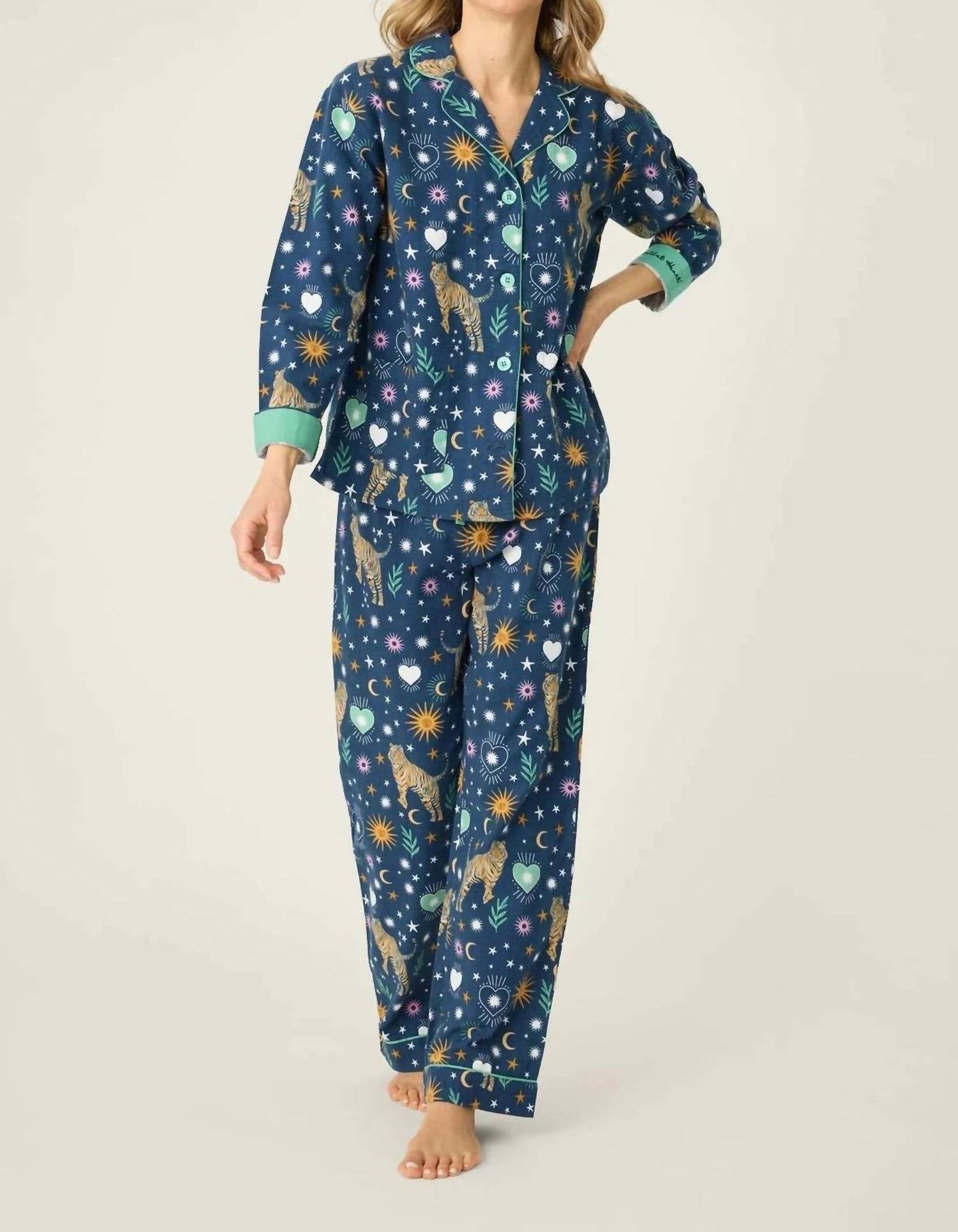 Pj Salvage - Tiger Star Print 3 Piece Matching Flannel Set
