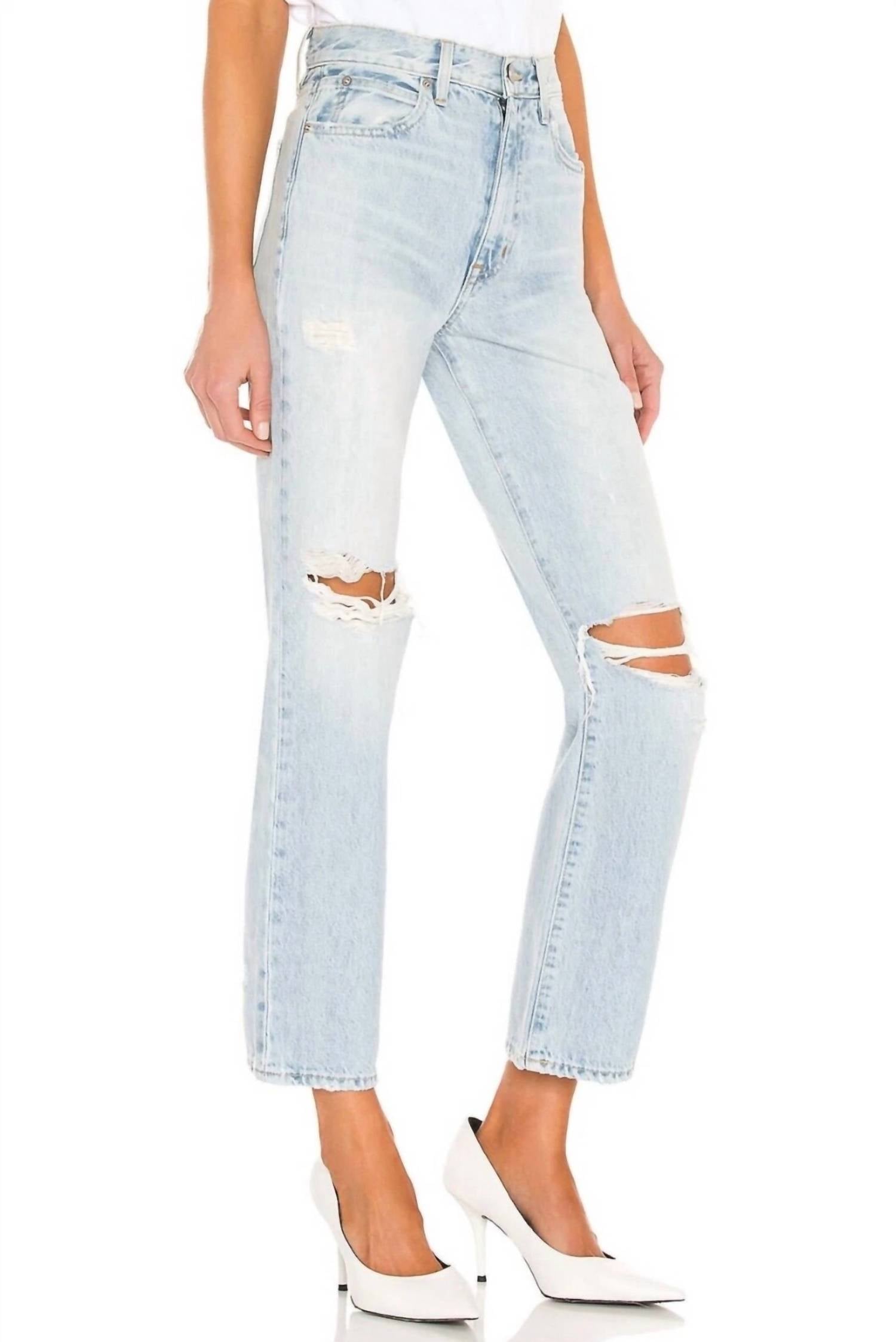 SLVRLAKE Women's London High Rise Straight Ankle Jeans in blue - women's jeans - alternate view
