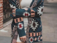 Jodifl Western Fringe Cardigan Sweater Coat in multi - women's cardigan
