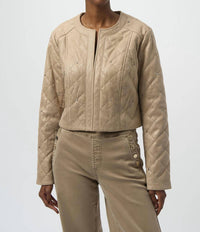 Joseph Ribkoff Diamond Quilt Studded Jacket in fawn - women's jacket