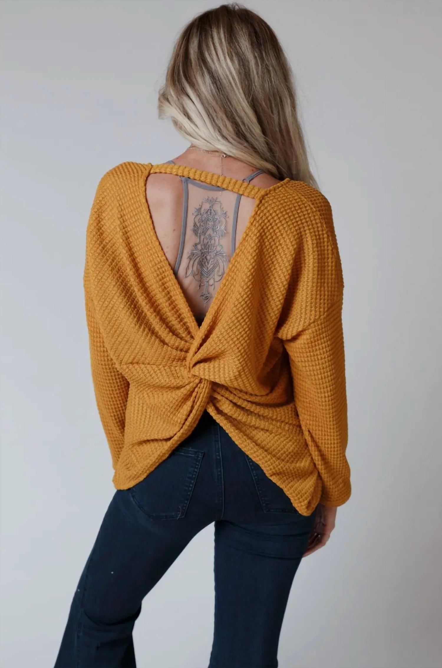 Three Bird Nest - Flattering Open Back Thermal Knit Top
