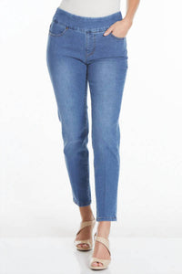 Slimsation By Multiples Pull On Jeans in medium indigo - women's jeans - detail view