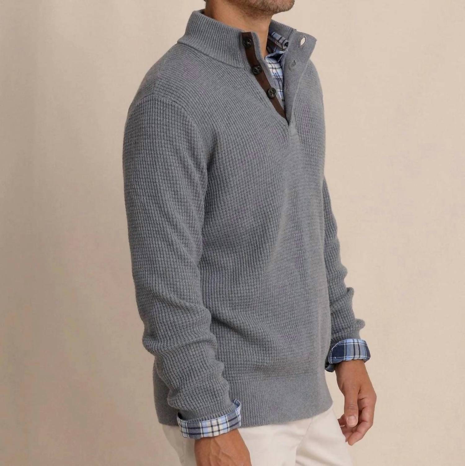 Southern Tide - Bass Creek Heather Quarter Button Sweater