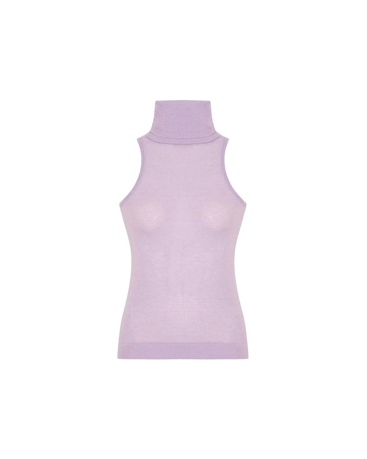 Theo The Label - Women's Nomia Sheer Knit Sleeveless Turtleneck Top