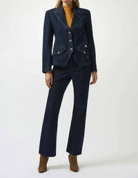 Joseph Ribkoff - September Stretch Denim Fitted Blazer With Gold Buttons