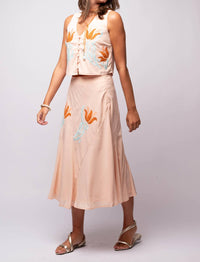CIEBON Verda Embroidered Vest Top in pastel peach - women's jacket - view 6
