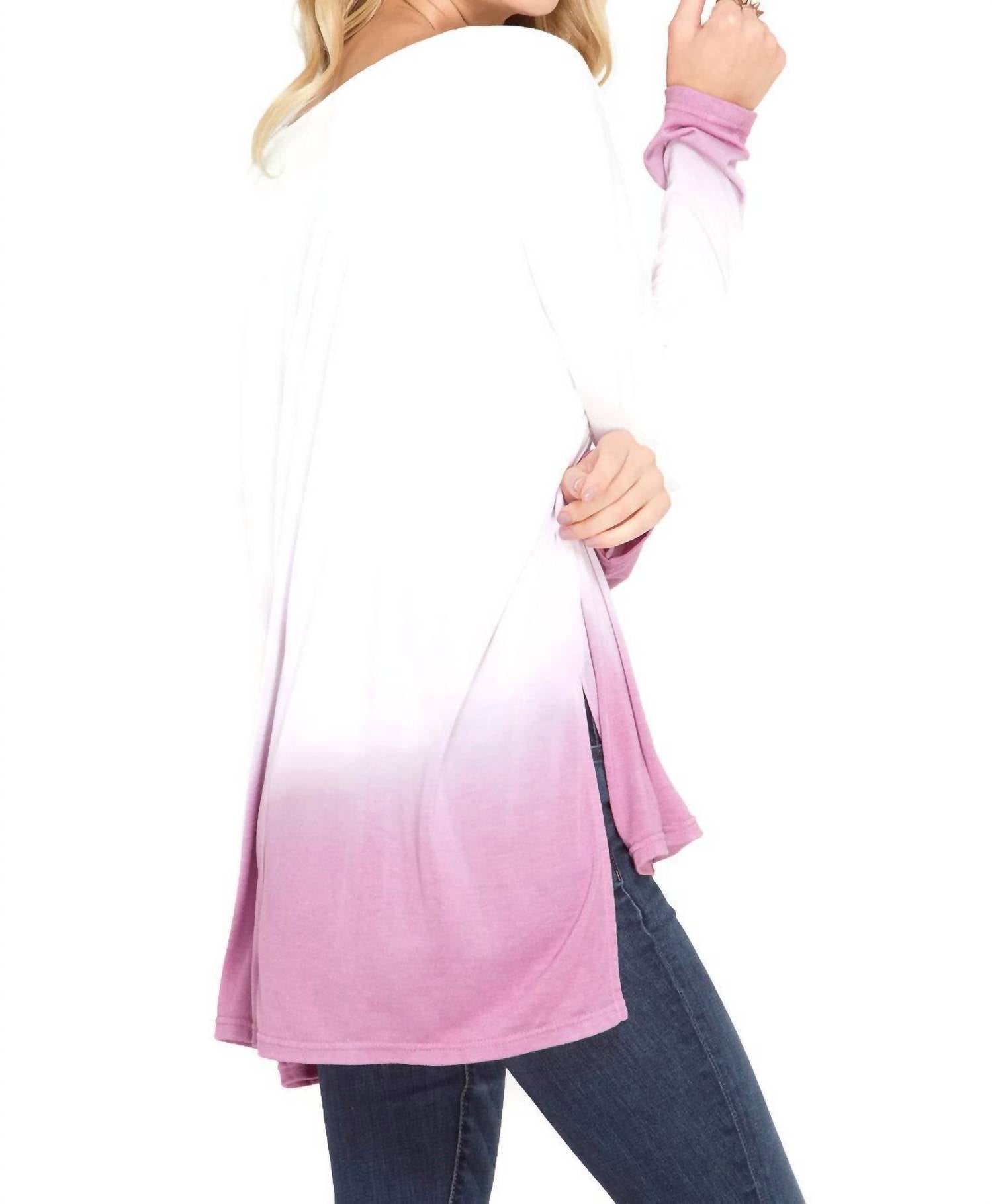 She + Sky - Ombre Dip Dye Pocket Tunic Top