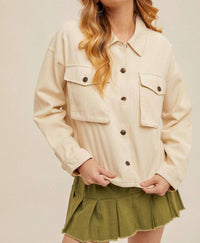Hem & Thread - Snow Wash Twill Boxy Crop Jacket