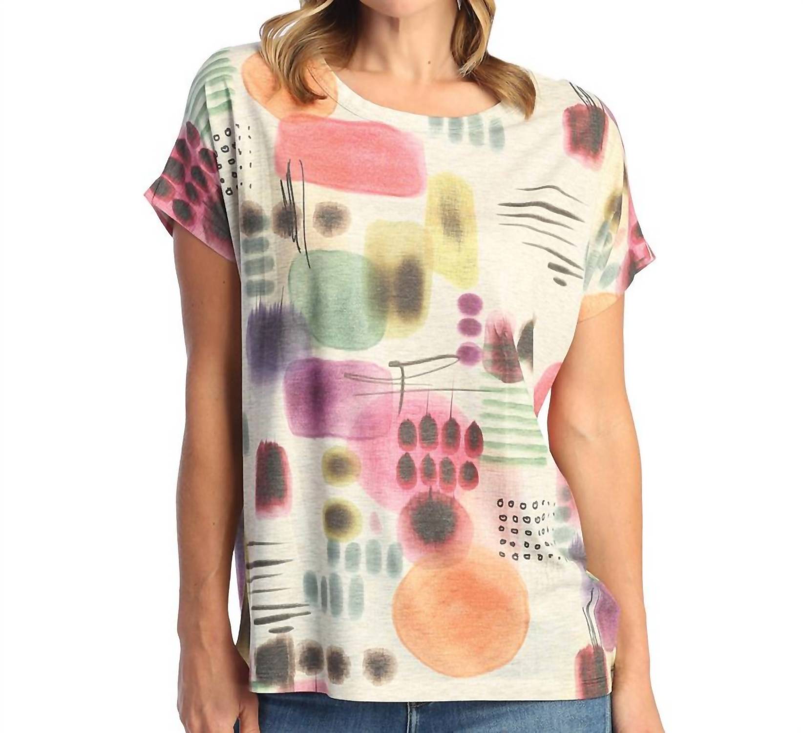 Jess & Jane - Verona Round Neck Drop Sleeve Top