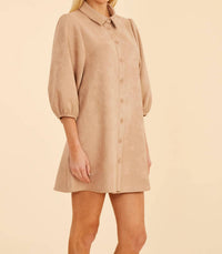 Dolce Cabo - Faux Suede Puff Sleeve Shirt Dress