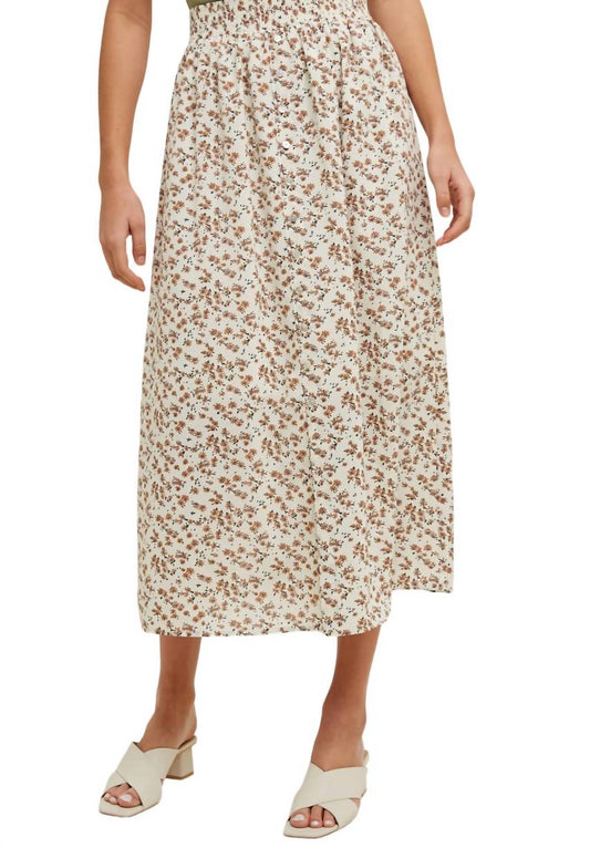 Wishlist - Floral Buttoned Midi Skirt