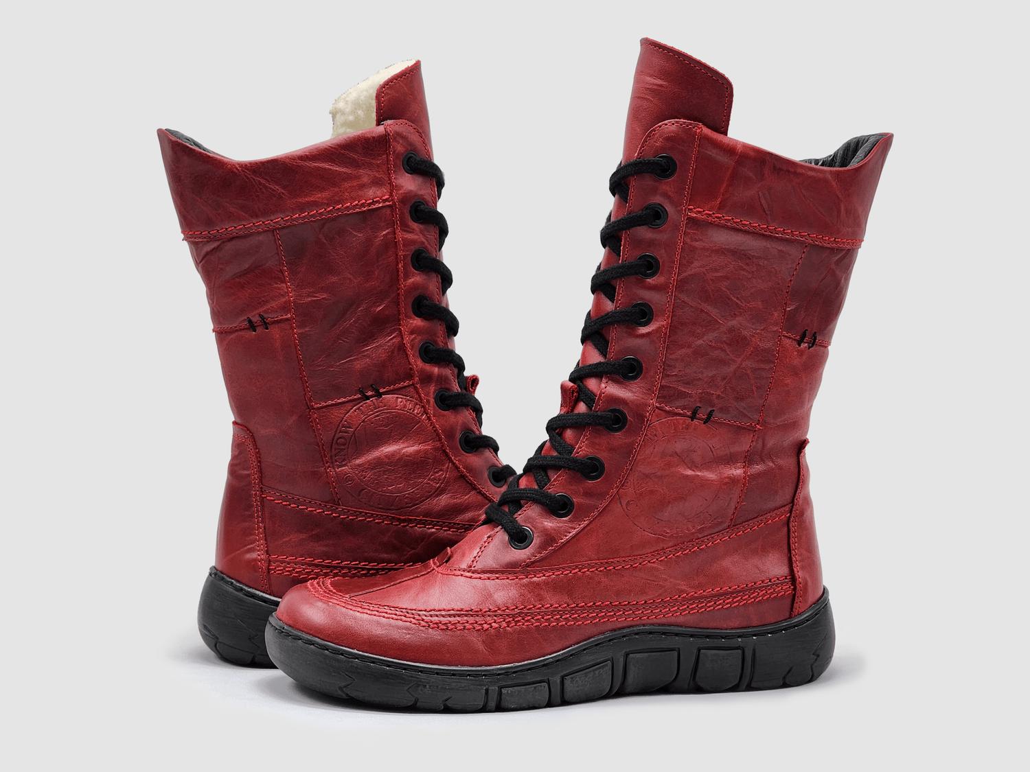 Kcr Group - Women’s Original Tall Thick Wool-lined Zip-up Leather Boots