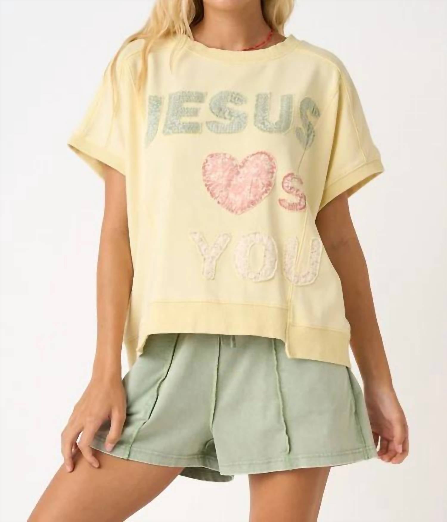 Mittoshop - Jesus Loves You Patchwork Oversized Top