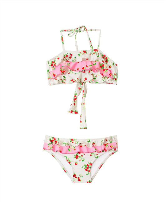 Pq Swim - Kid's Strawberry Fields Ruffle Bikini Set
