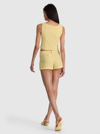 alice + olivia Shila Corset Top in yellow - women's shirt - detail view
