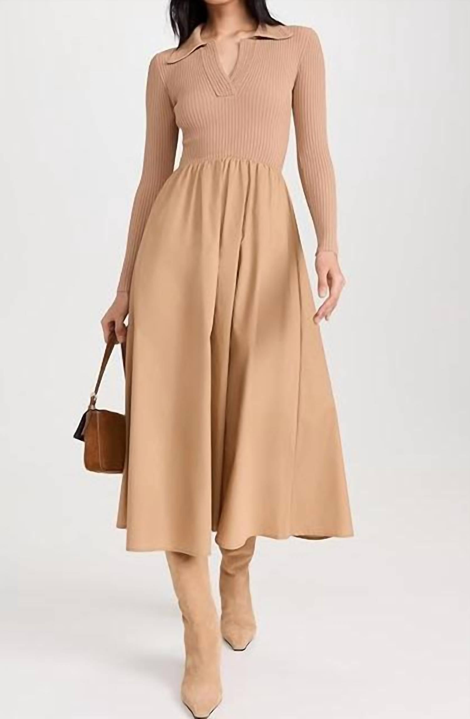 Moon River - Long Sleeve Twofer Midi Dress