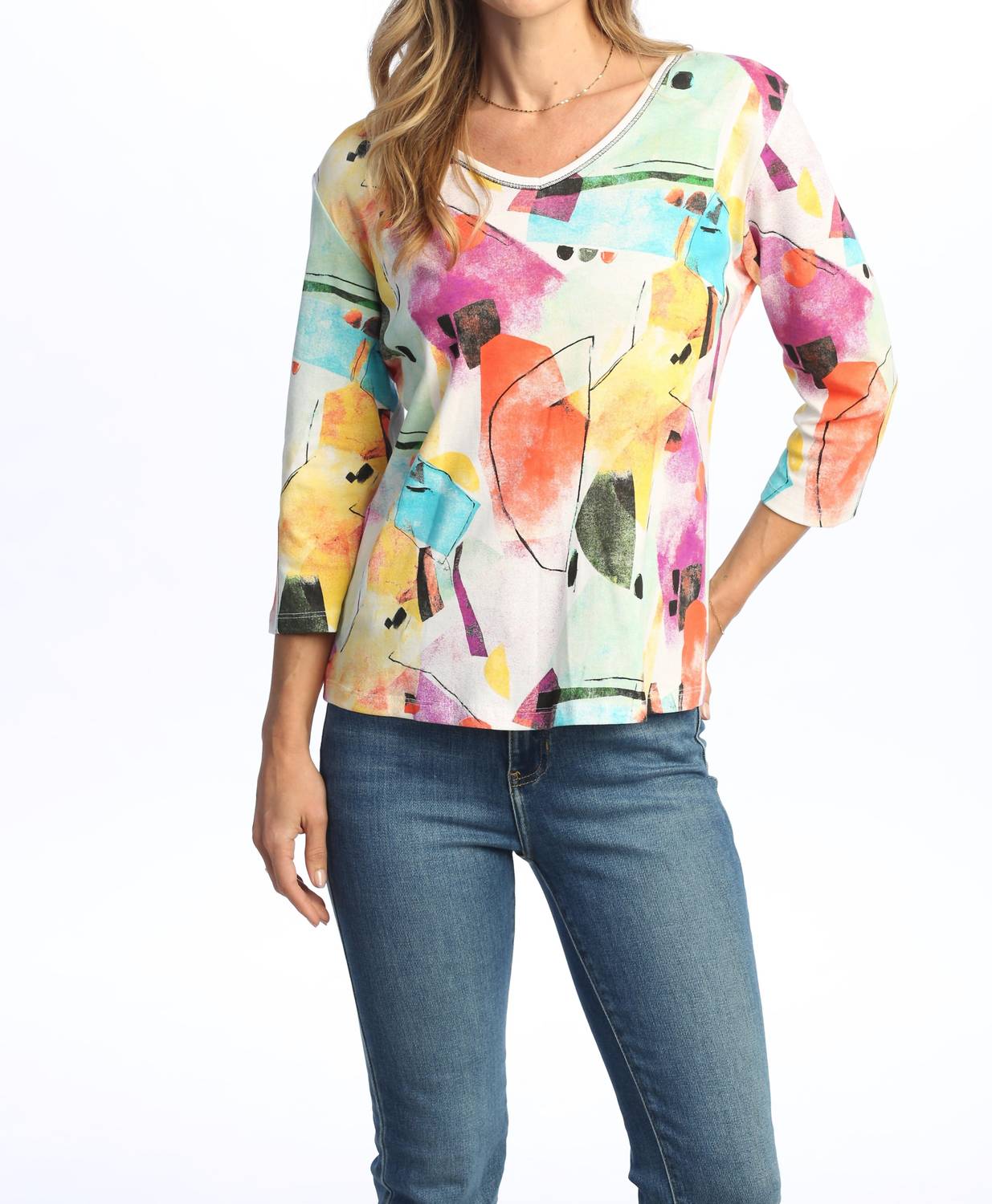 Jess & Jane - Livia V-neck Printed Top