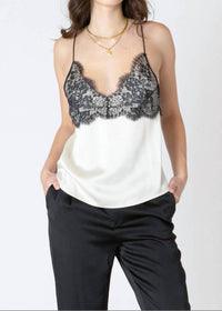 Dex Lace Trim Cami Top in ecru - women's shirt - detail view