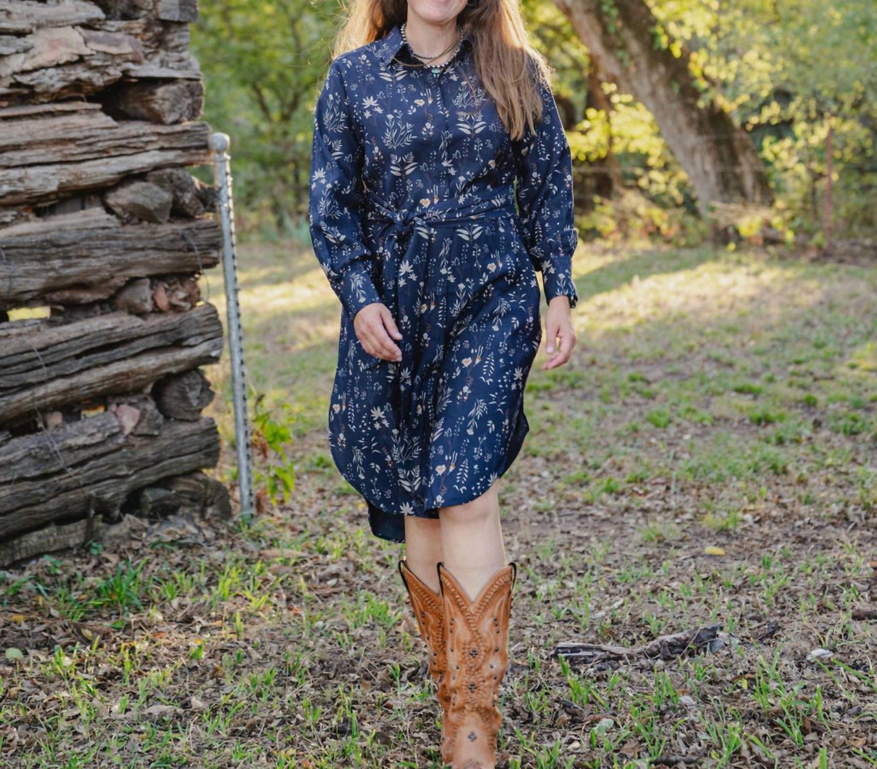ARIAT Culham Midi Shirt Dress in blue - women's dress - view 6
