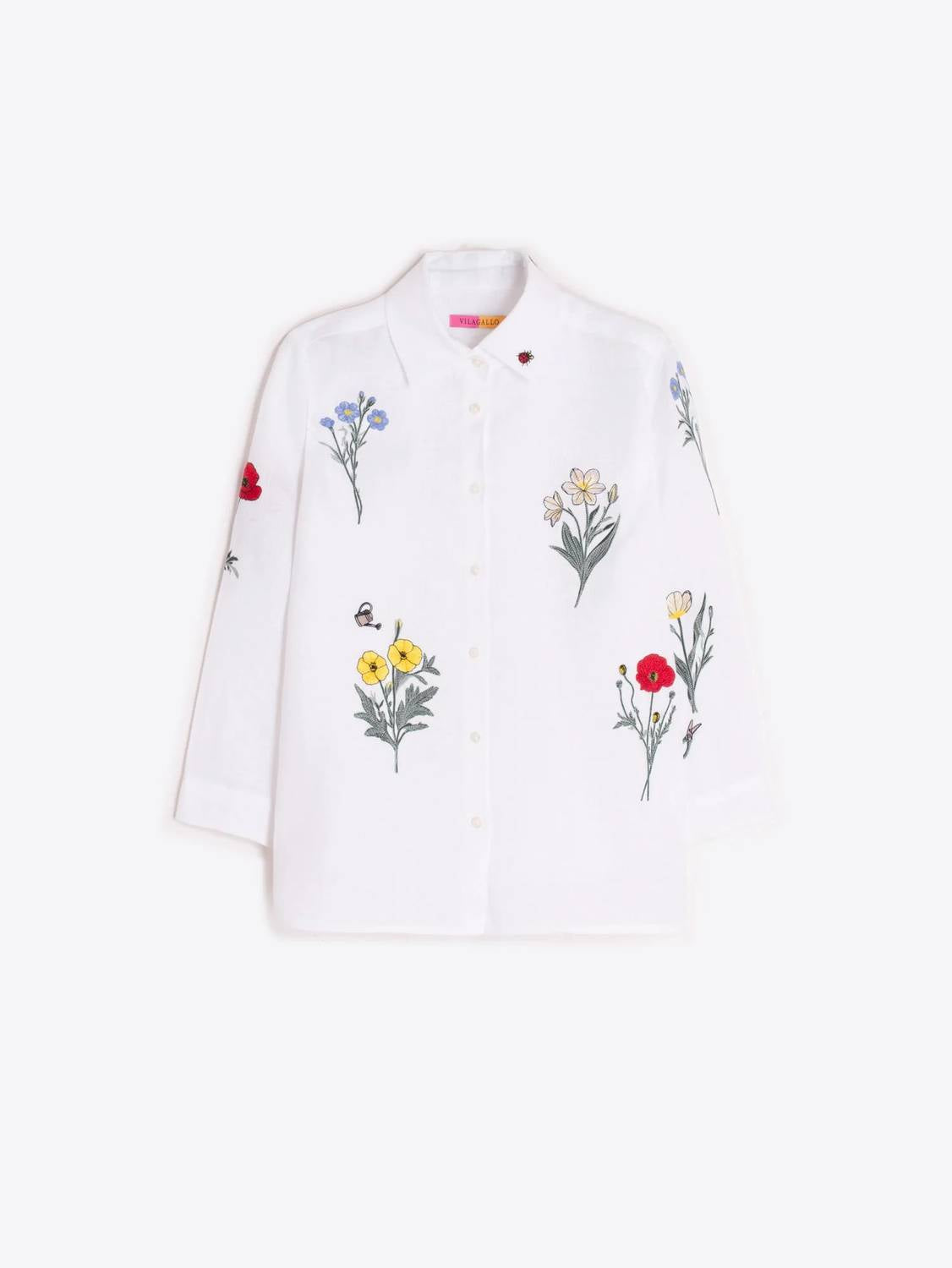 Vilagallo - Embroidered Flowers Shirt