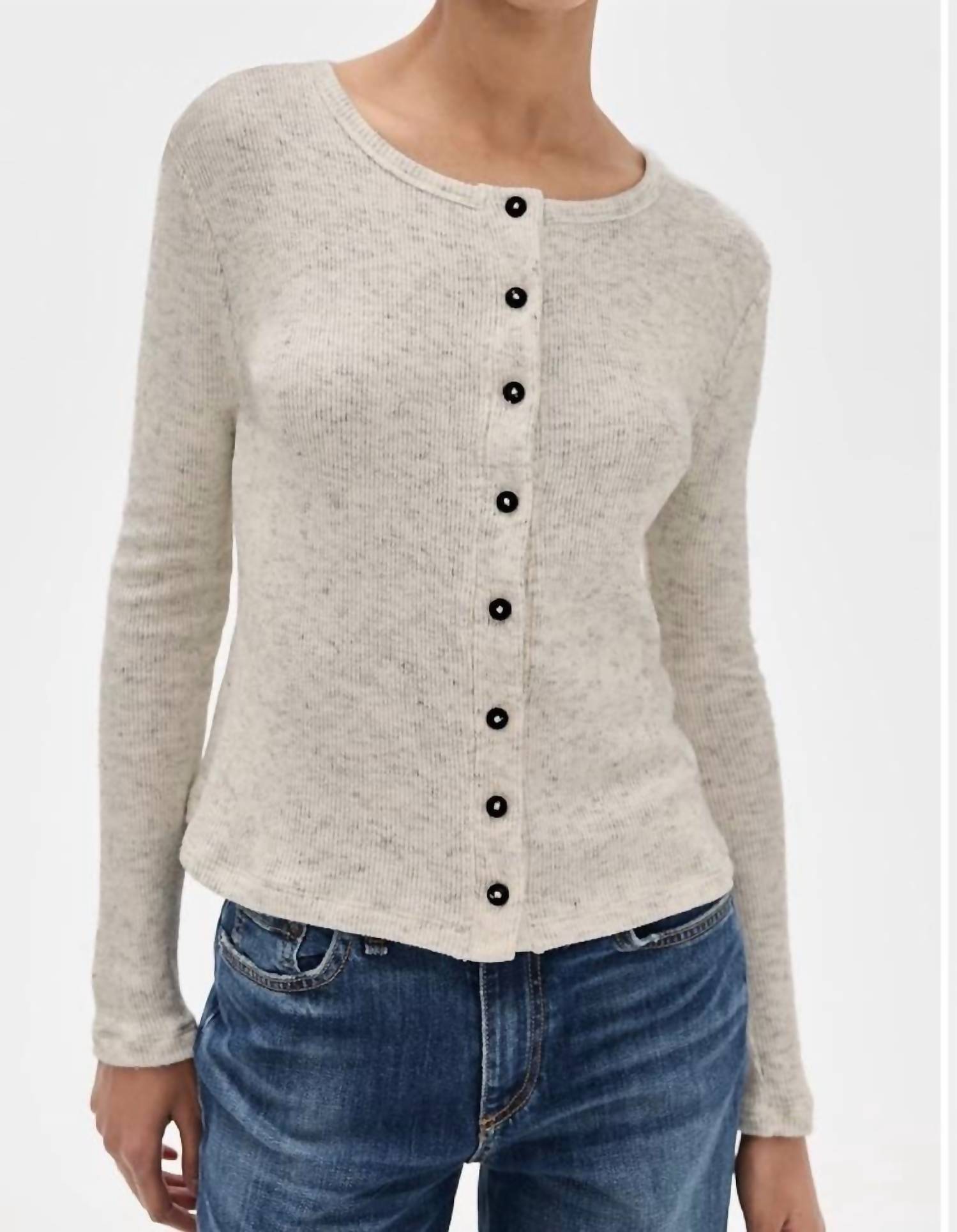 ASKK NY Rib Cardigan in heather grey - women's cardigan